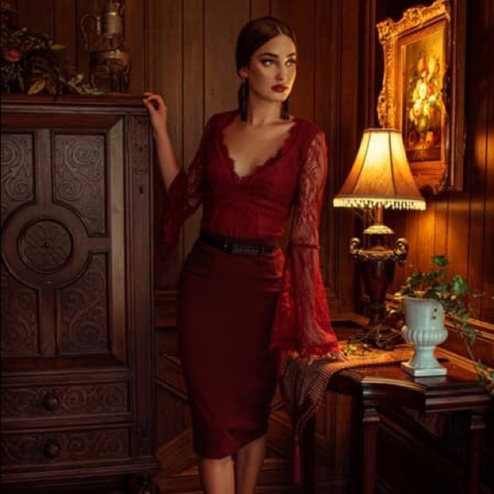 LFEN Vamp Skirt in Oxblood